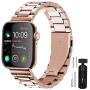 Fullmosa Compatible Apple Watch Band 38mm 40mm 42mm 44mm, Stainless Steel Metal for Apple Watch Bands, 38mm 40mm Rose Gold