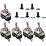 E Support Heavy Duty 20A 125V 15A 250V SPST 2 Terminal Pin ON/OFF Rocker Toggle Switch Metal Bat Waterproof Boot Cap Cover Black Pack of 5