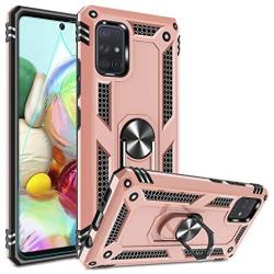 Samsung A51 5G Case, Galaxy A51 5G Phone Case with HD Screen Protector, Gritup [Military Grade] 360 Degree Rotating Metal Ring Holder Kickstand Armor Cover Phone Case for Samsung A51 5G Rose Gold