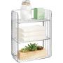 mDesign Tall Metal Wire Farmhouse Wall Decor Storage Organizer Shelf with 3 Levels for Bathroom, Entryway, Hallway, Mudroom, Bedroom, Laundry Room - Wall Mount - Chrome
