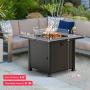 32'' Propane Gas Fire Pit Table 50,000 BTU with Glass Wind Guard, 2021 Upgrade, Auto-Ignition ETL Certification Outdoor Companion