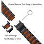 LDFAS Compatible for Apple Watch Band 44mm 42mm, Natural Wood Red Sandalwood Stainless Steel Metal Strap for iWatch Bands Compatible for Apple Watch SE, Apple Watch Series 6/5/4/3, Black
