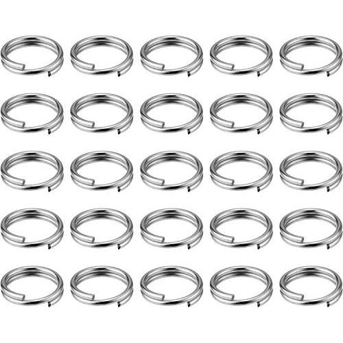 EBOOT 100 Pieces Split Rings Set Mini Key Chain Ring Metal Key Rings, Silvery (0.39 Inch)