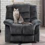 ANJ Home Single Recliner Chairs for Living Room Overstuffed Breathable Fabric Reclining Chair Manual Sofas (Gray)