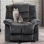 ANJ Home Single Recliner Chairs for Living Room Overstuffed Breathable Fabric Reclining Chair Manual Sofas (Gray)