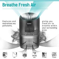 PARTU HEPA Air Purifier - Smoke Air Purifiers for Home with Fragrance Sponge - 100% Ozone Free, Lock Set, Eliminates Smoke, Dust, Pollen, Pet Dander, (Available for California)