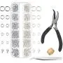 Anezus Jump Rings for Jewelry Making Supplies with Jump Ring Pliers (1200Pcs Dull Silver and Bright Silver) Anezus Jump Rings for Jewelry Making Supplies with Jump Ring Pliers (1200Pcs Dull Silver and Bright Silver)