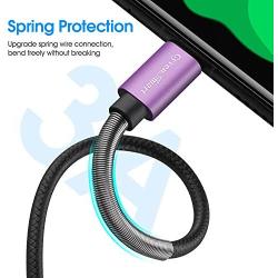 Short USB Type C Cable 1ft, 3 Pack USB A 2.0 to USB-C Fast Charger Durable TPE Cord Compatible with Samsung Galaxy S10 S9 S8 Plus Note 9 8,Huawei,Moto Z Z2,LG V30 -Purple