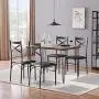 VECELO Rustic Country Set Wooden Table and 4 Chairs with Metal Legs for Breakfast Nook, Kitchen, Dining Room-4 Placemats Included, Black