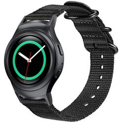 Fintie Band Compatible with Gear S2, Soft Woven Nylon Adjustable Replacement Sport Strap with Adapters Compatible with Samsung Gear S2 SM-R720 SM-R730 Smart Watch, Black