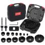 Hole Saw Set HYCHIKA 19 Pcs Hole Saw Kit with 13Pcs Saw Blades, 2 Mandrels, 2 Drill Bits, 1 Installation Plate, 1 Hex Key, Max Size 6'' and Min Size 3/4'', Ideal for Soft Wood, Plywood, Drywall, PVC