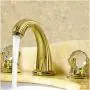 Aposhion Luxury Gold Finish Bathroom Faucet with Crystal Knobs 3 Holes Bath Sink Waterfall Basin Mixer Tap Aposhion Luxury Gold Finish Bathroom Faucet with Crystal Knobs 3 Holes Bath Sink Waterfall Basin Mixer Tap