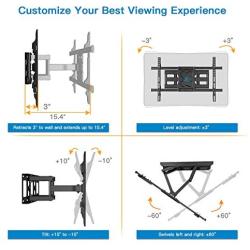 Full Motion TV Wall Mount Bracket Dual Articulating Arms Swivels Tilts Rotation for Most 37-70 Inch LED, LCD, OLED Flat Curved TVs, Holds up to 132lbs, Max VESA 600x400mm by Pipishell