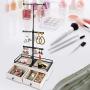 Keebofly Jewelry Organizer Metal & Wood Basic Storage Box - 3 Tier Jewelry Stand for Necklaces Bracelet Earrings Ring White