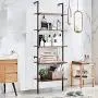 MELLCOM 5 Tier Industrial Ladder Shelf, Wood Modern Bookshelf with Metal Frame,Wall-Mounted Bookcase Plant Flower Storage Stand Organizer for Living Room, Bathroom, Kitchen,Balcony MELLCOM 5 Tier Industrial Ladder Shelf, Wood Modern Bookshelf with Metal Frame,Wall-Mounted Bookcase Plant Flower Storage Stand Organizer for Living Room, Bathroom, Kitchen,Balcony