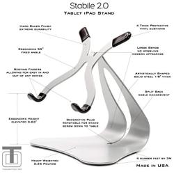 Thought Out Stabile 2.0 Stand Silver - Made in USA - Compatible with Apple iPad, Pro, Air, Air 2, 12.9, 11, 10.5, 10.2, 9.7, Surface Galaxy Tablet Holder