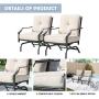 LOKATSE HOME 2 Pieces Outdoor Conversation Furniture Patio Bistro Armchair Set Metal Single Dining Chairs with Cushion, Beige