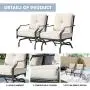 LOKATSE HOME 2 Pieces Outdoor Conversation Furniture Patio Bistro Armchair Set Metal Single Dining Chairs with Cushion, Beige LOKATSE HOME 2 Pieces Outdoor Conversation Furniture Patio Bistro Armchair Set Metal Single Dining Chairs with Cushion, Beige