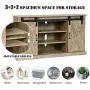 Tangkula Farmhouse Sliding Barn Door TV Stand, Vintage Rustic TV Cabinet Stand Fit Up to 60-inch TVs, Storage Cabinets with 2 Gliding Doors & Adjustable Shelves, Home Living Room Furniture (Natural)