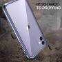 SURITCH Clear Case for iPhone 11, [Built in Screen Protector][9H Tempered Glass Back][Metallic Electroplated Edges] Shockproof Hard Full Body Protection Silicone Bumper Case for iPhone 11 6.1''(Purple)
