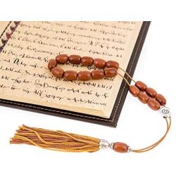 Brown Peridot or Chrysolite Gemstone, Handmade Greek Worry Beads or Komboloi with Alpaca Metal Parts on Pure Silk Cord & Tassel, Length 32cm (12.6)