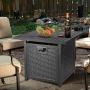 OKVAC 28'' Propane Gas Fire Pit Table, 50,000 BTU Square Fire Bowl, Outdoor Auto-Ignition Fireplace with CSA Certification, 600D Waterproof Cover, Lava Rock, for Balcony/Garden/Patio/Courtyard
