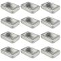 12 Pack Empty Rectangular Metal Storage Organizer Tins with Clear Window Hinged Lids for Candies, Gifts & Treasures (Silver)