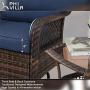 PHI VILLA Rattan Swivel Rocking Chairs 3 PC Patio Conversation Set, 2 Cushioned Chairs & 1 Side Table