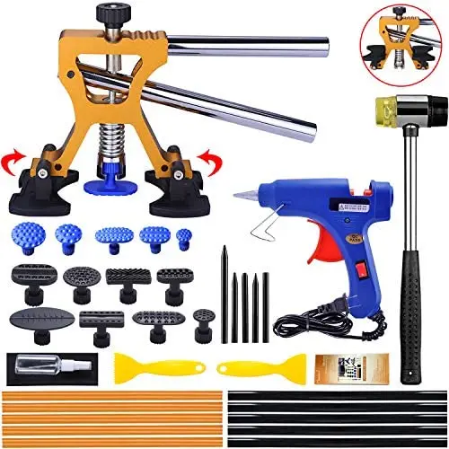 Manelord Auto Body Dent Repair Kit, Car Dent Puller with Golden Dent Puller for Auto Body Dent Removal, Minor Dent and Deep Dent Removal Manelord Auto Body Dent Repair Kit, Car Dent Puller with Golden Dent Puller for Auto Body Dent Removal, Minor Dent and Deep Dent Removal