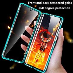 Jonwelsy Magnetic Adsorption Case for Samsung Galaxy A51, 360 Degree Front and Back Clear Tempered Glass Flip Cover, Metal Bumper Frame for Samsung Galaxy A51 (Green)