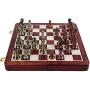 Agirlgle International Chess Set with Folding Wooden Chess Board and Classic Handmade Standard Pieces Metal Chess Set for Kids Adult