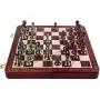 Agirlgle International Chess Set with Folding Wooden Chess Board and Classic Handmade Standard Pieces Metal Chess Set for Kids Adult