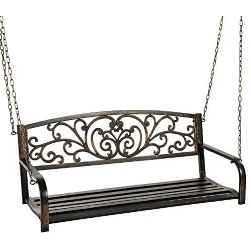 Best Choice Products 2-Person Metal Outdoor Porch Swing, Hanging Steel Patio Bench for Garden Deck w/Floral Accent, 485lb Weight Capacity - Bronze Best Choice Products 2-Person Metal Outdoor Porch Swing, Hanging Steel Patio Bench for Garden Deck w/Floral Accent, 485lb Weight Capacity - Bronze