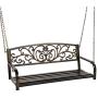 Best Choice Products 2-Person Metal Outdoor Porch Swing, Hanging Steel Patio Bench for Garden Deck w/Floral Accent, 485lb Weight Capacity - Bronze