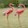 Kircust Flamingo Garden Statues and Sculptures, Metal Birds Yard Art Outdoor Statue, Large Pink Flamingo Lawn Ornaments for Home, Patio, Backyard Decor (2-Pack)