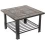 Fire Pit Set, Wood Burning Pit - Includes Screen, Cover and Log Poker - Great for Outdoor and Patio, 30 inch Square Marble Tile Firepit by Pure Garden