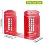 OMEYA Bookends, Telephone Booth Metal Book Ends Non Skid Heavy Duty for Shelves, Books, DVD, Video 7.8 x 5.5 x 3.9 inch London-Red (2 Pair/4 Pieces)