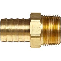 Anderson Metals-57001-0608 Brass Hose Fitting, Connector, 3/8'' Barb x 1/2'' Male Pipe