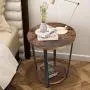 KingSo End Table Round 2-Tier Industrial Side Table with Storage Shelf Metal Frame Nightstand Easy Assembly & Sturdy Sofa Coffee Table for Living Room, Bedroom, Rustic Brown KingSo End Table Round 2-Tier Industrial Side Table with Storage Shelf Metal Frame Nightstand Easy Assembly & Sturdy Sofa Coffee Table for Living Room, Bedroom, Rustic Brown