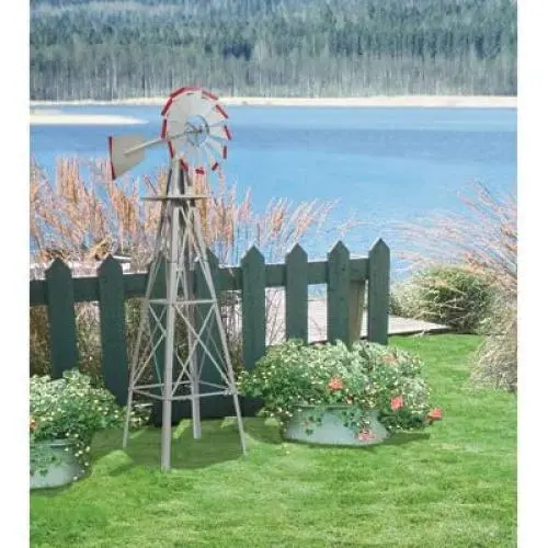 Kotulas 4ft. Ornamental Windmill, Galvanized with Red Tips Kotulas 4ft. Ornamental Windmill, Galvanized with Red Tips
