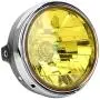 Motorcycle Headlight, Metal + Glass Motorcycle Retro Headlamp Front Headlight Fit for Honda CB400/Hornet 250/VTEC (Yellow Lens)