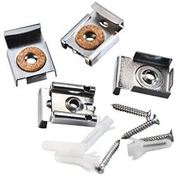 Shappy 2 Sets (8 Pieces) Spring Loaded Mirror Hanger Clips Set Unframed Mirror Mount Clips with Rawl Plugs and Screws