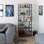 Homfa Bookshelf Rack 5 Tier Book Rack Bookcase Storage Organizer Modern Wood Look Accent Metal Frame Furniture Home Office, Vintage Gray