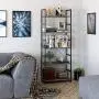Homfa Bookshelf Rack 5 Tier Book Rack Bookcase Storage Organizer Modern Wood Look Accent Metal Frame Furniture Home Office, Vintage Gray