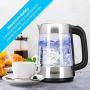 Zeppoli Electric Kettle - Fast Boiling and Cordless Glass Tea Kettle (1.7L) Stainless Steel Finish Hot Water Kettle – Hot Water Dispenser, Tea Pot Water Heater with Auto Shut-Off and Boil-Dry Protection
