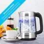 Zeppoli Electric Kettle - Fast Boiling and Cordless Glass Tea Kettle (1.7L) Stainless Steel Finish Hot Water Kettle – Hot Water Dispenser, Tea Pot Water Heater with Auto Shut-Off and Boil-Dry Protection