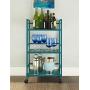 Ameriwood Home Marshall 3-Shelf Metal Rolling Utility Cart, Teal