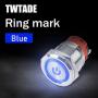 TWTADE 22mm Waterproof Latching Power Metal Push Button Switch 7/8 10A DC12V Stainless Steel Shell (Blue) LED Ring Switch 1NO 1NC with Wire Socket Plug YG-GQ22AF-D-L-B