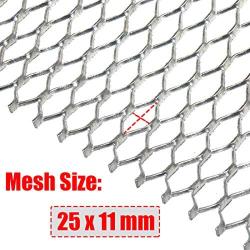 AUTOT 40 x 13 inch Car Grill Mesh Sheet, Silver Colored Aluminum Alloy Grille Mesh Roll, 11 x 25 mm Hexagon-Shape Grids