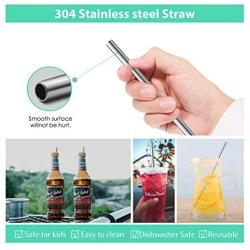 8 Piece 12 Inch Extra Long Reusable Metal Stainless Steel Thick Drinking Straws with Silicone Tips and Cleaning Brush, for Tall Tumblers 40 Ounce, Silver